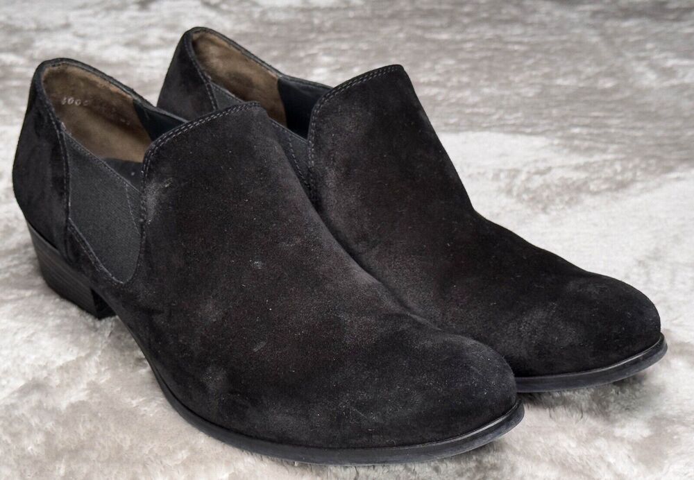 Paul Green Black Suede Chelsea Slip On Western Ankle Boots Womens UK 7.5 US 10